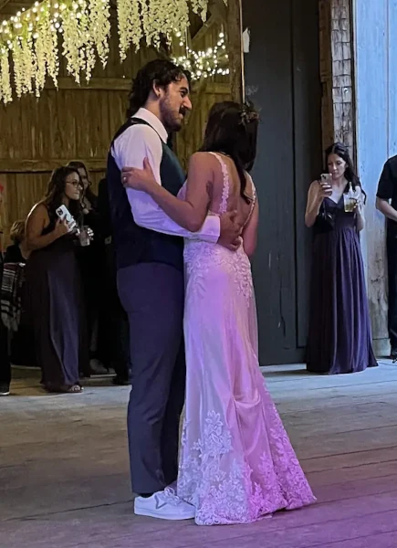 Rachel and Vincenzo first dance at Vale Royal Barn wedding