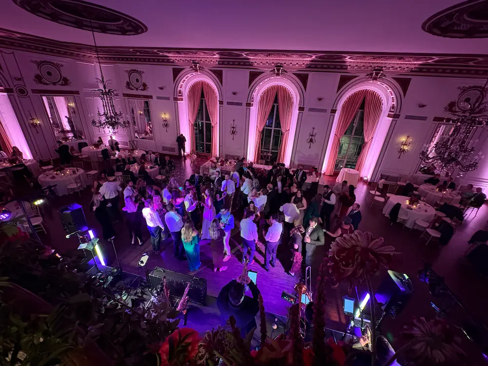 Wedding moment at Colony Club Detroit with Weekend ComeBack performing live