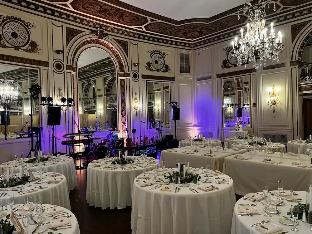 Wedding reception room setup at Colony Club Detroit